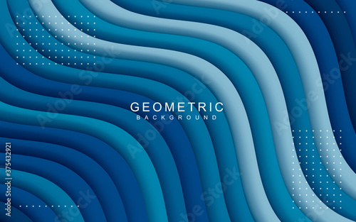 Blue abstract background wavy layer concept.