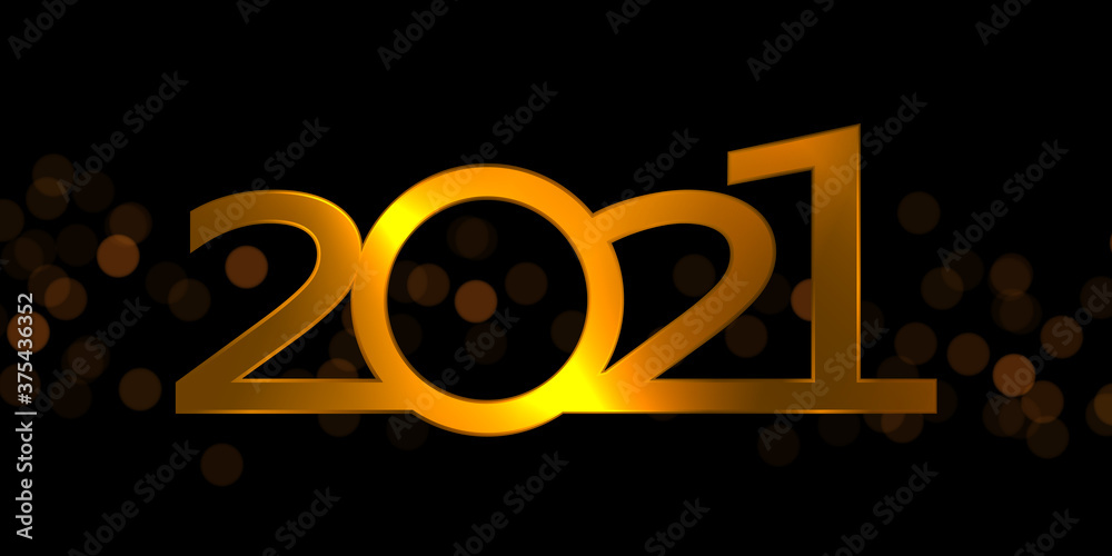 New year background. 2021 golden numbers on black.	
