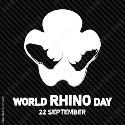 Illustration for World Rhino Day on 22 September each year, Minimal Rhino footprint logo illustrations, Great for card, Banner and emblem, Carbon fiber background.	
