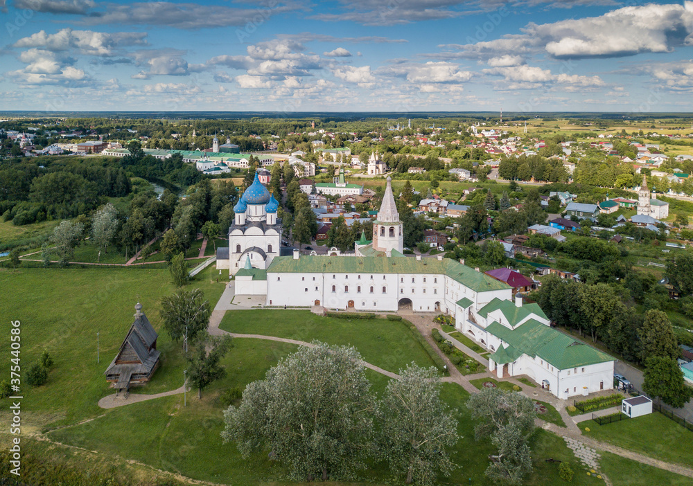 The ancient town of Suzdal. View from the bell tower of the Venerable. Gold ring of Russia. Vladimir region.