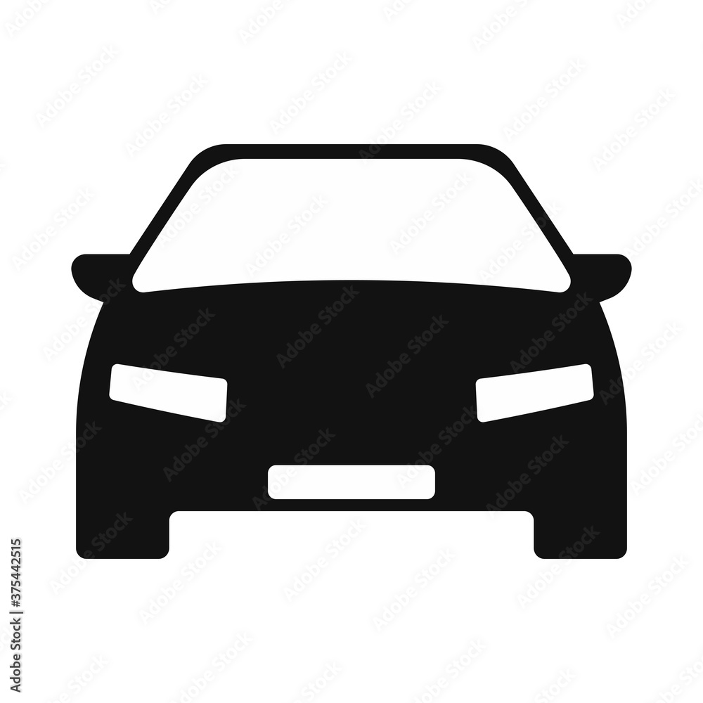 Automobile icon vector. Front black automobile.