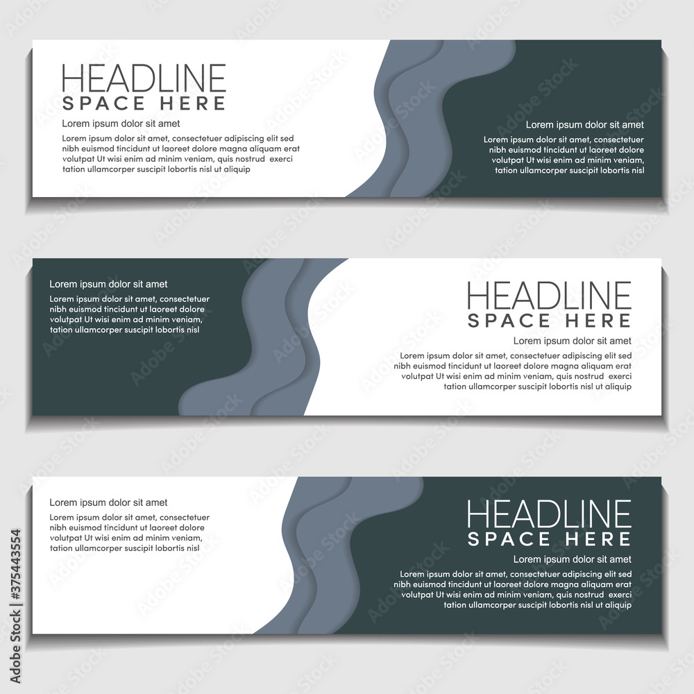 Header Web Banner Background Template. Gradient Soft Black gray Modern Corporate Wavy, Wave, Curve Design Vector Style. for Header, footer and Advertising.