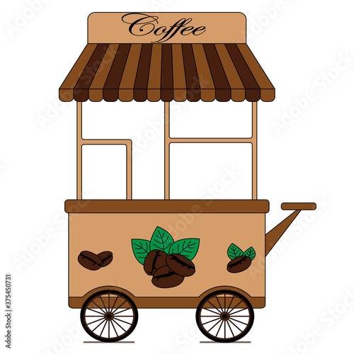 Coffee cart Isolated object on white background street food coffee take away