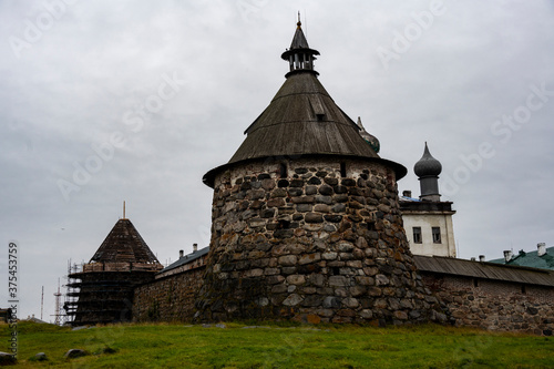 white-stone ancient monster-fortress on the northern Solovetsky islands