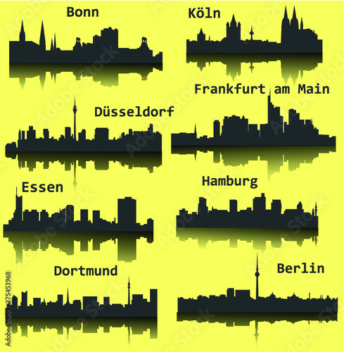 8 city in Germany, Deutschland ( Berlin, Hamburg, Essen, Dusseldorf, Dortmund, Frankfurt am Main, Bonn, Koln )