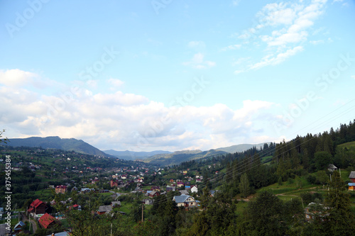 small village in the mountains in summer