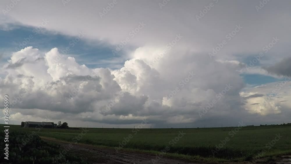 Exploding storm clouds over the dutch landscape. Time lapse of the motion and development of Cumulonimbus clouds over the dutch countryside.