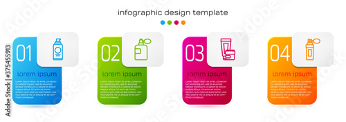 Set line Spray can for hairspray, Perfume, Cream lotion cosmetic tube and . Business infographic template. Vector.