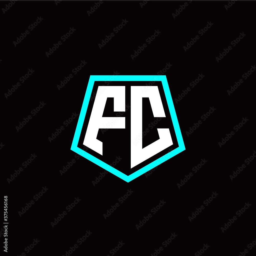 Obraz premium Initial F C letter with polygon modern style logo template vector