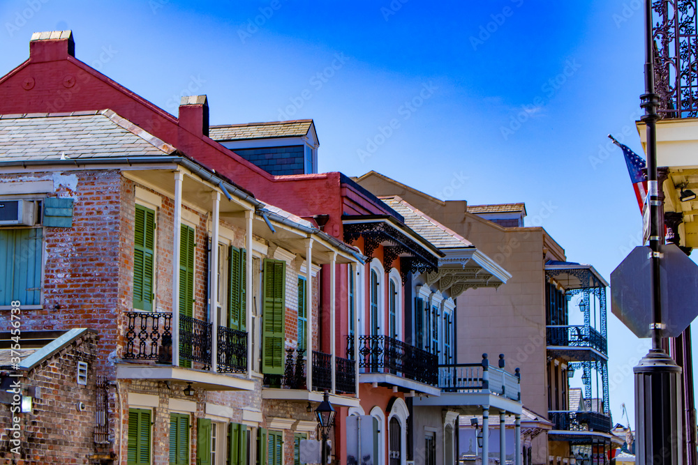 Beautiful Colored Brick and Stucco Homes Line One of the Many Streets