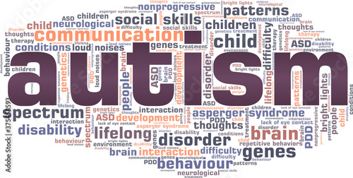 Autism vector illustration word cloud isolated on a white background.