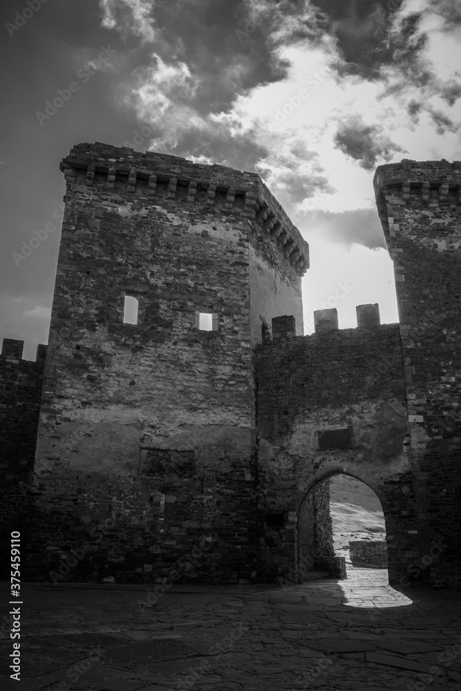 The main gate of the Genoese fortress in Sudak, XIV century, Crimea.	