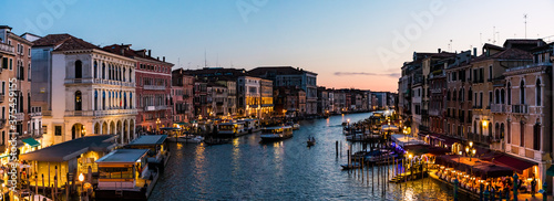 Panoramic view of Canal Grande in Venice, Italy by dusk