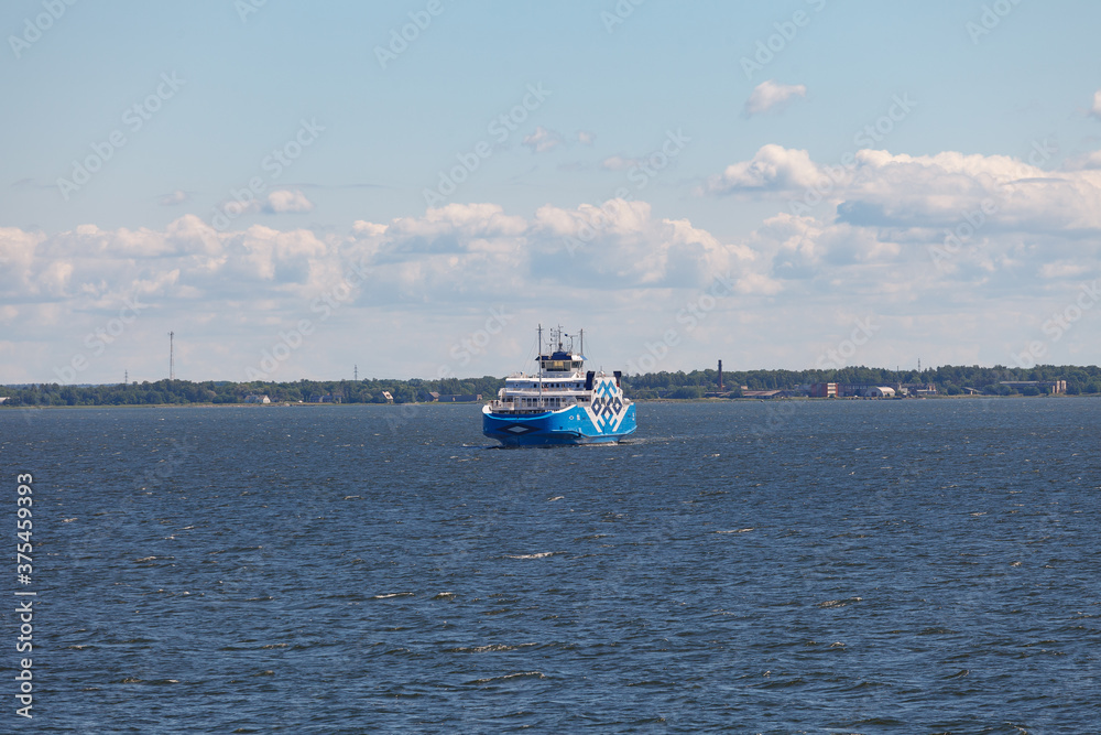 SAAREMAA, ESTONIA - JUNE 29, 2019: Ferry from Virtsu to Saaremaa Island
