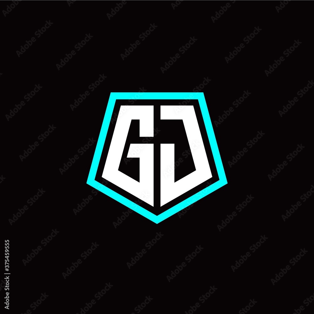 Initial G J letter with polygon modern style logo template vector