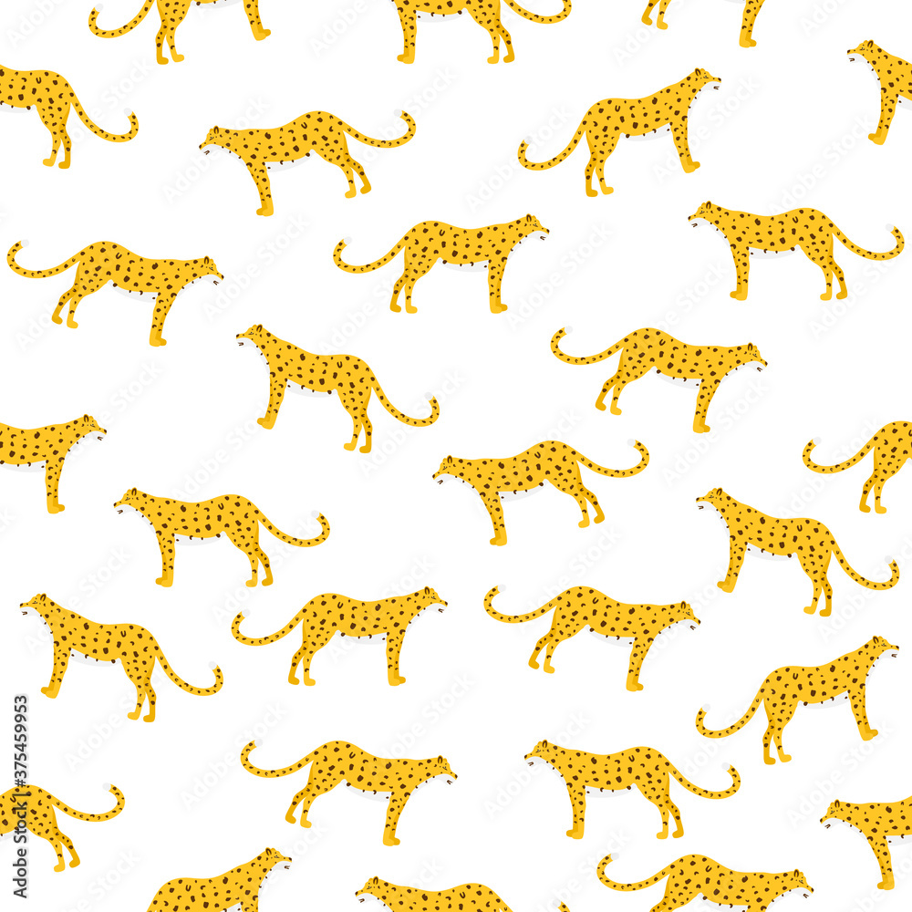 Fototapeta premium Leopard seamless pattern vector illustration on white background. Wildlife print texture.