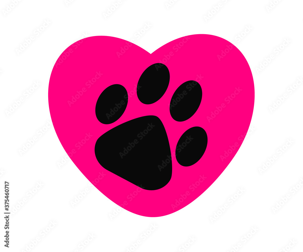 Dog footprint on a white background. Symbol. Vector illustration.