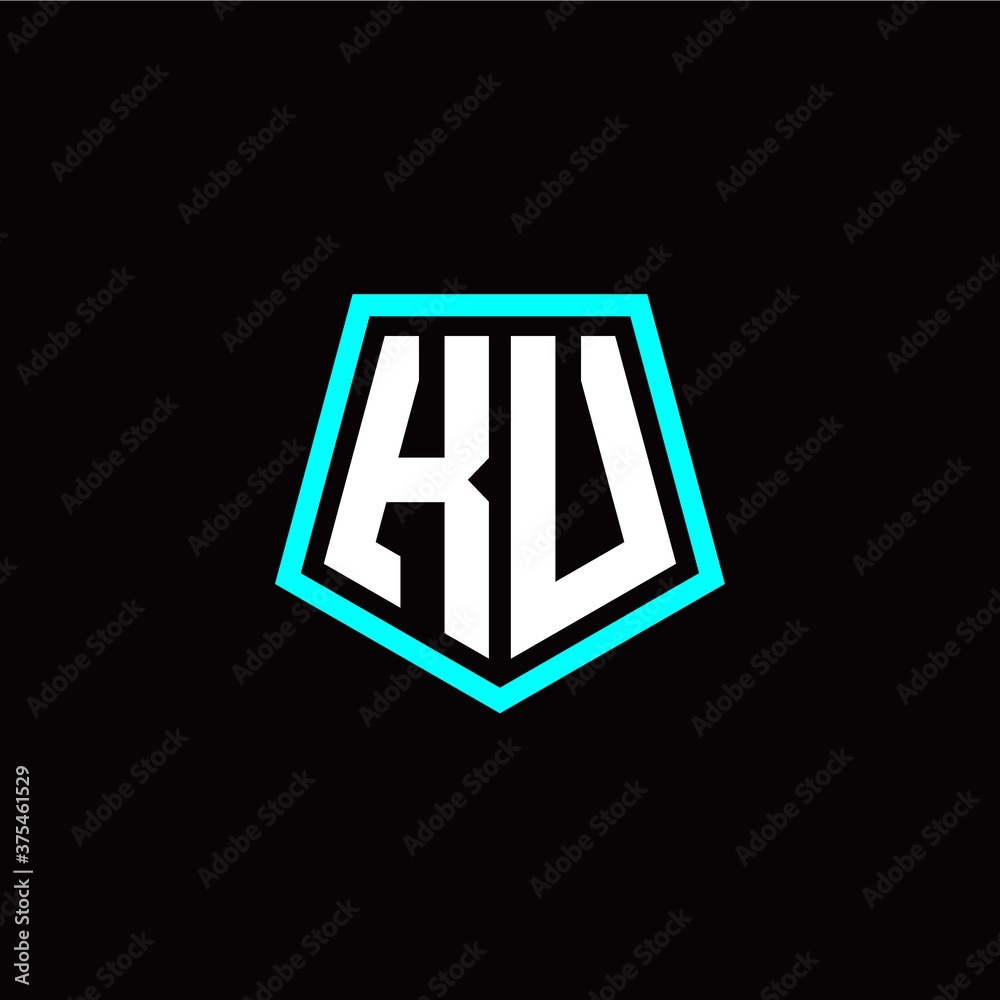 Obraz premium Initial K U letter with polygon modern style logo template vector