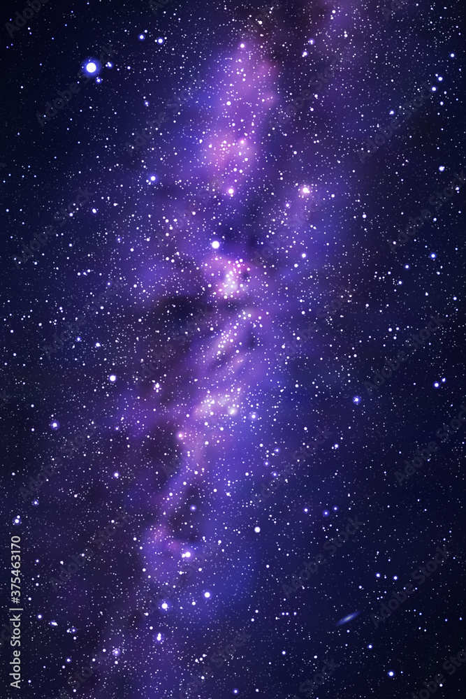 Night starry sky and Milky Way. Stars and nebula. Space background - obrazy, fototapety, plakaty 