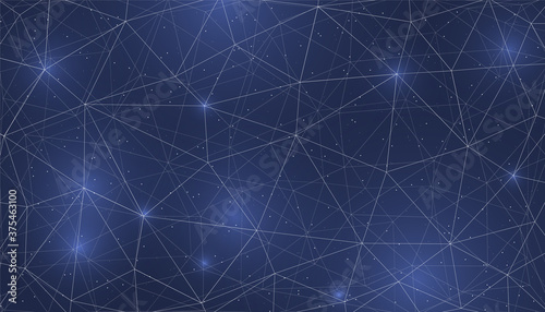 Magic night sky background with stars. Geometric wireframe background in polygonal style, concept macro texture. Futuristic space
