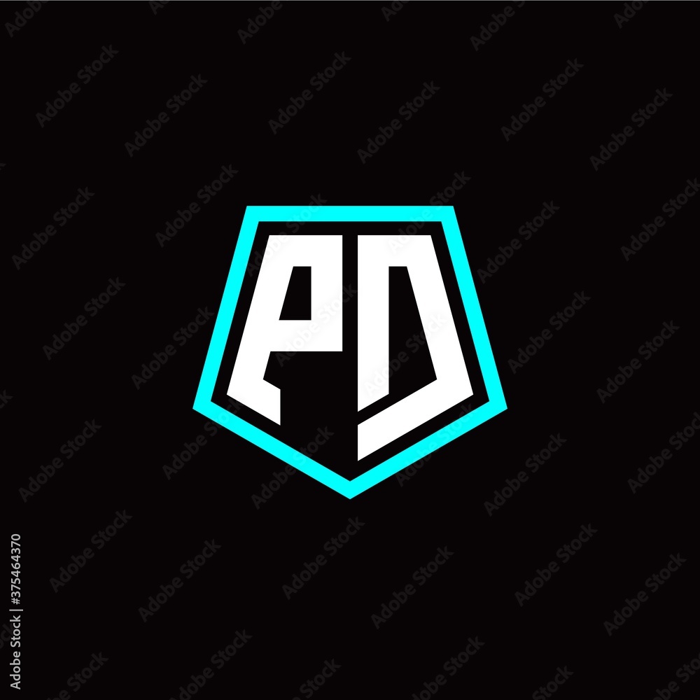Fototapeta premium Initial P D letter with polygon modern style logo template vector