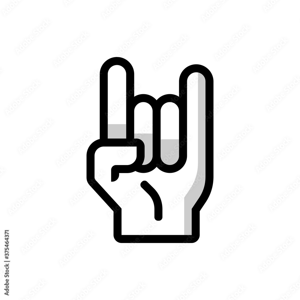 rock hand sign logo, metal hand finger gesture vector with bolt lightning icon in trendy line art style isolated on white background rock hand sign logo, metal hand finger gesture vector with bolt lightning icon in trendy line art style isolated on white background