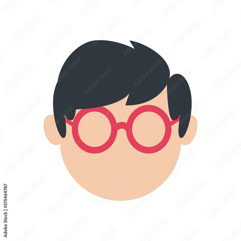 boy head with glasses flat style icon vector design boy head with glasses flat style icon vector design