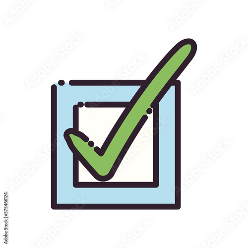 Check mark line and fill style icon vector design