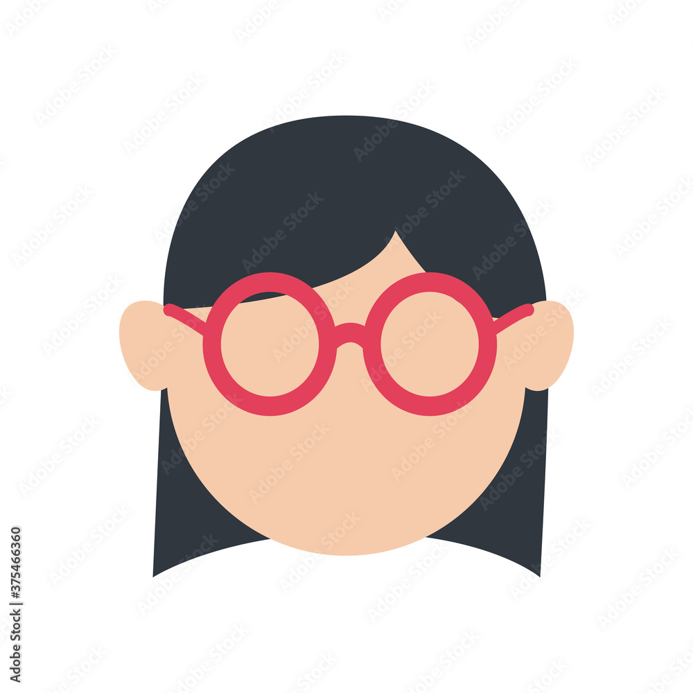 girl head with glasses flat style icon vector design girl head with glasses flat style icon vector design