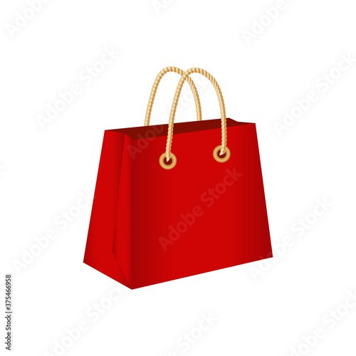 Red shopping bag, 3d vector illustration