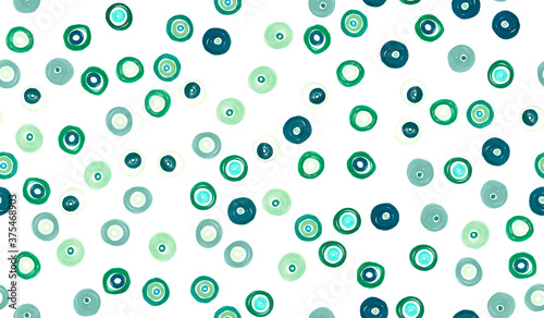 Abstract Seamless Circles. Green Watercolour 