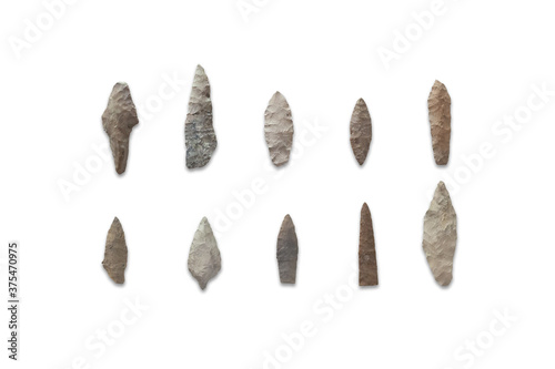 Canvastavla Stone arrowheads of primitive hunters