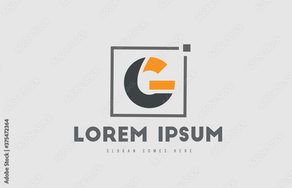 orange grey G alphabet letter logo icon. Square design for business and company identity orange grey G alphabet letter logo icon. Square design for business and company identity