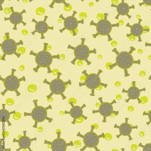 Vector pastel yellow corona seamless pattern background photo