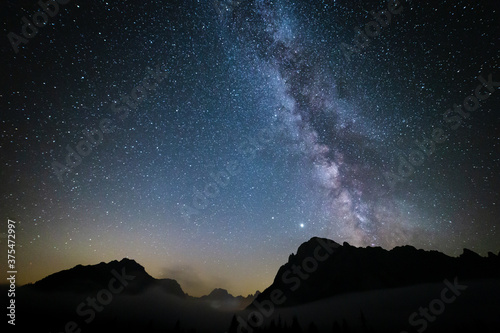 La via lattea vista dalle Sorgenti del Piave sulle Dolomiti di Sappada