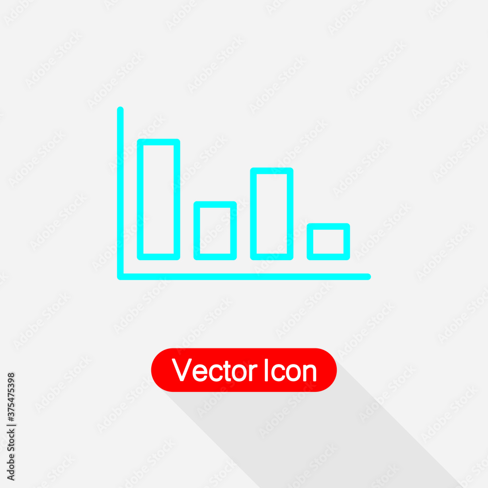 Bar Chart Icon, Histogram Column Chart Icon, Financial Sign Vector Illustration Eps10