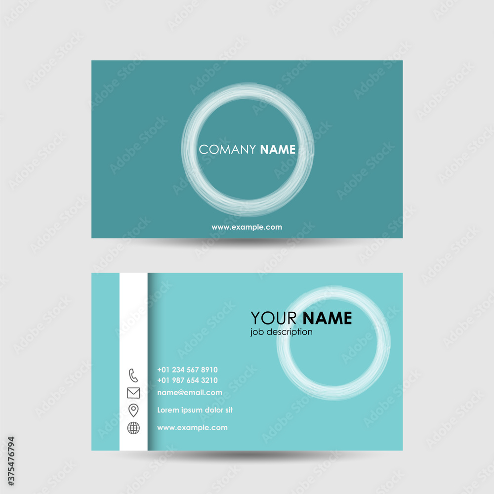Clean business card template with simple brushed circle design. Vector creative ilustration. Clean business card template with simple brushed circle design. Vector creative ilustration.