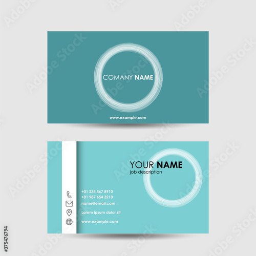 Clean business card template with simple brushed circle design. Vector creative ilustration.