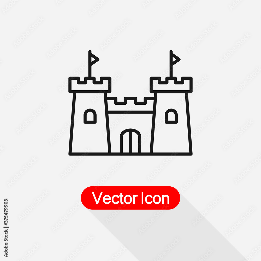 Medieval Castle Tower In A Round Frame Icon Vector Illustration Eps10