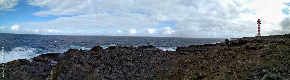 panoramatic view of the Atlantic ocean and a lighthouse