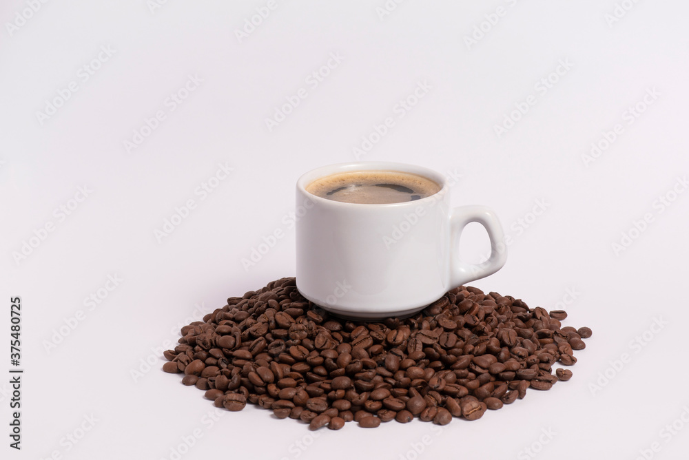 cup of coffee with beans cup of coffee with beans