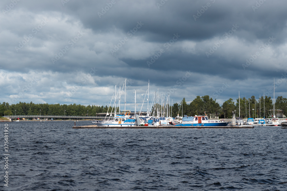 Dramatic clouds over the marina in Östersund