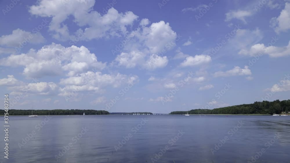 panoramic aerial view of a beautiful lake on a summer day (time-lapse) panoramic aerial view of a beautiful lake on a summer day (time-lapse)