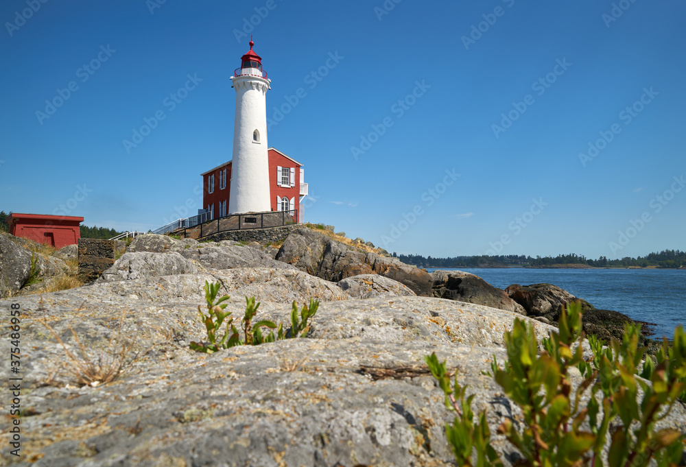 Fisgard Lighthouse Victoria Canada. Historic Fisgard Lighthouse located near Victoria, British Columbia overlooking the Strait of Juan de Fuca.

