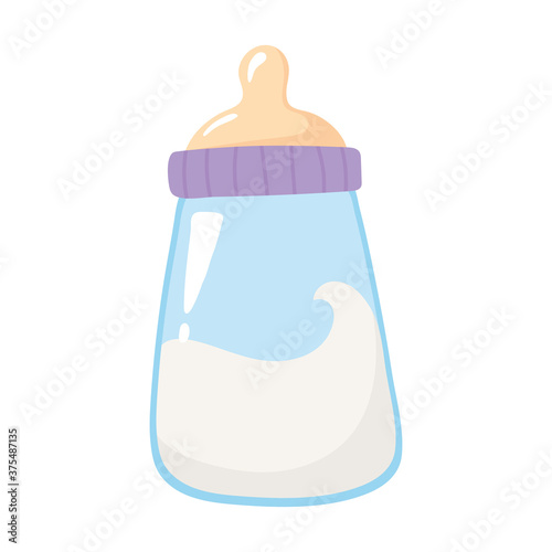 baby shower, milk bottle feeding icon, welcome newborn