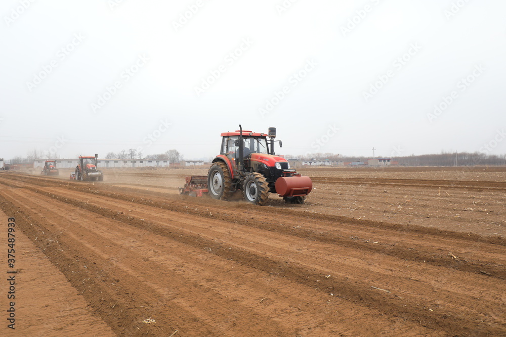 seeder sows in the field, North China seeder sows in the field, North China