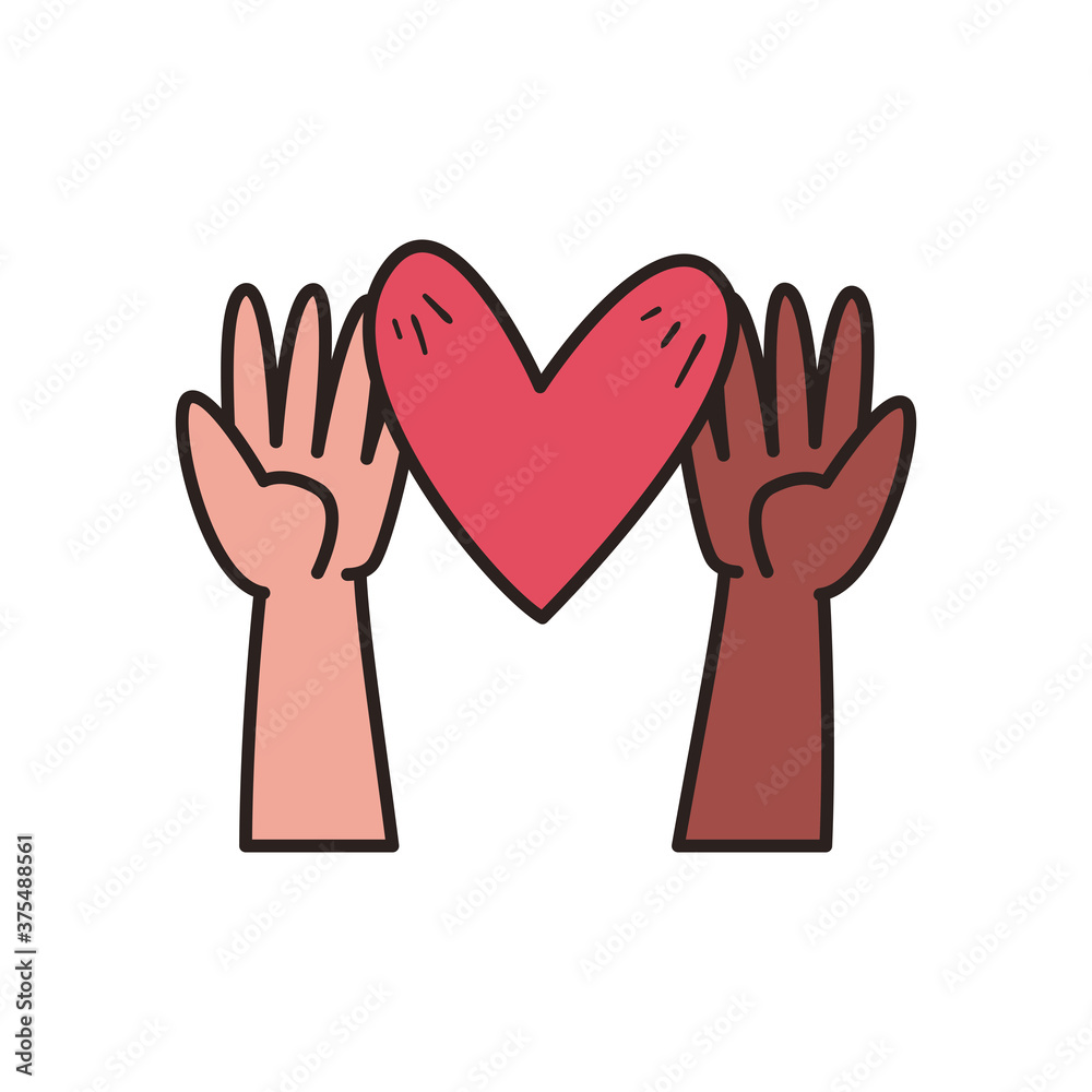 heart on black and white hands line and fill style icon vector design heart on black and white hands line and fill style icon vector design
