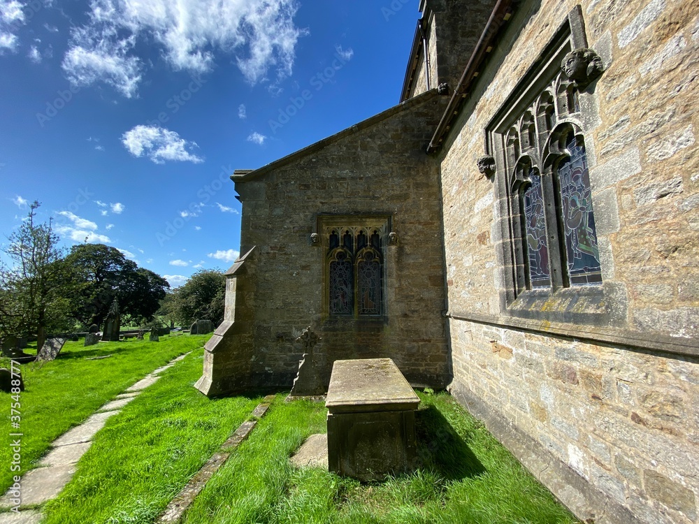 Side view, of an old church, on a sunny day in, Rylstone, Skipton, UK