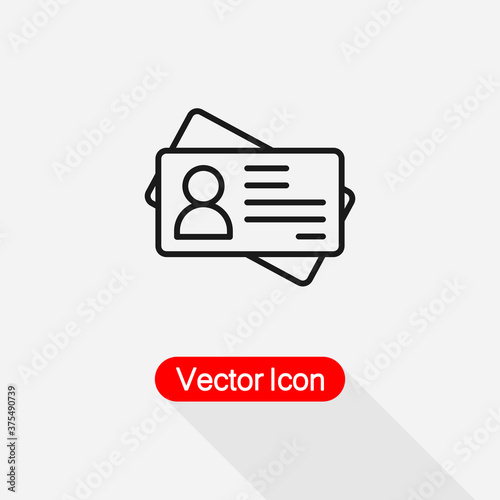 ID Card Icon, Identification Card Icon Vector Illustration Eps10
