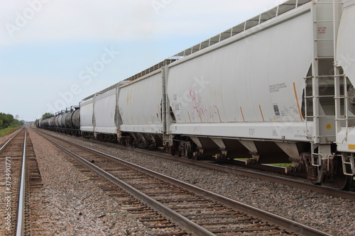 Long line of railroad cars